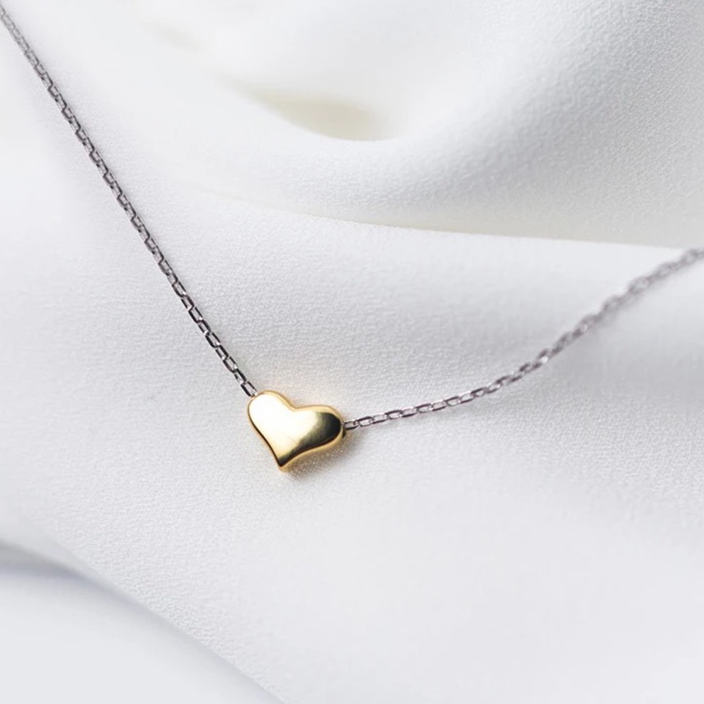 925 Sterling Silver Gold Heart Necklace